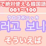 【韓国語聞き流し_生声付き】1_友達と会話するのに必要な表現100個